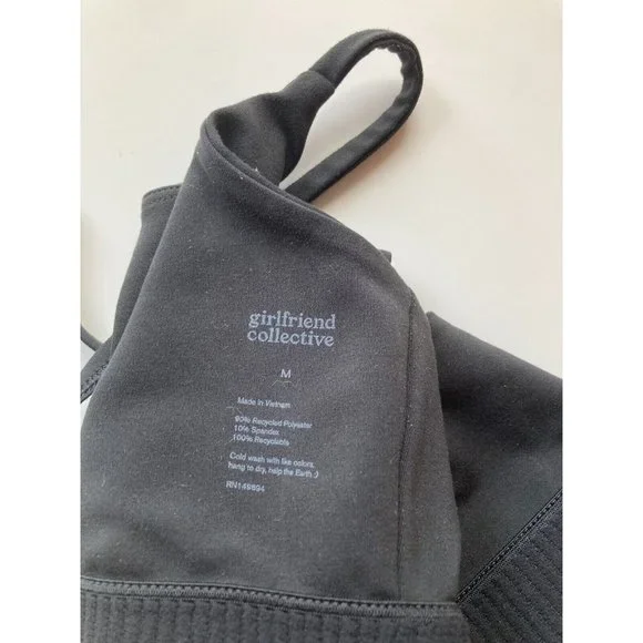 GIRLFRIEND COLLECTIVE Black Float Set Juliet Bra High Rise Bike Shorts, Size S/M - Picture 6 of 16